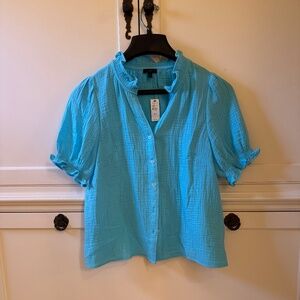 NWT - Talbots Smocked Gauze Top - Petite Medium